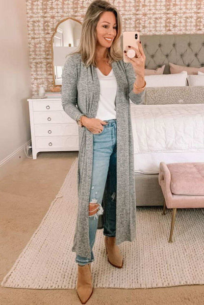 Casual Tie Back Long Cardigan - Trendy & Comfortable Fit