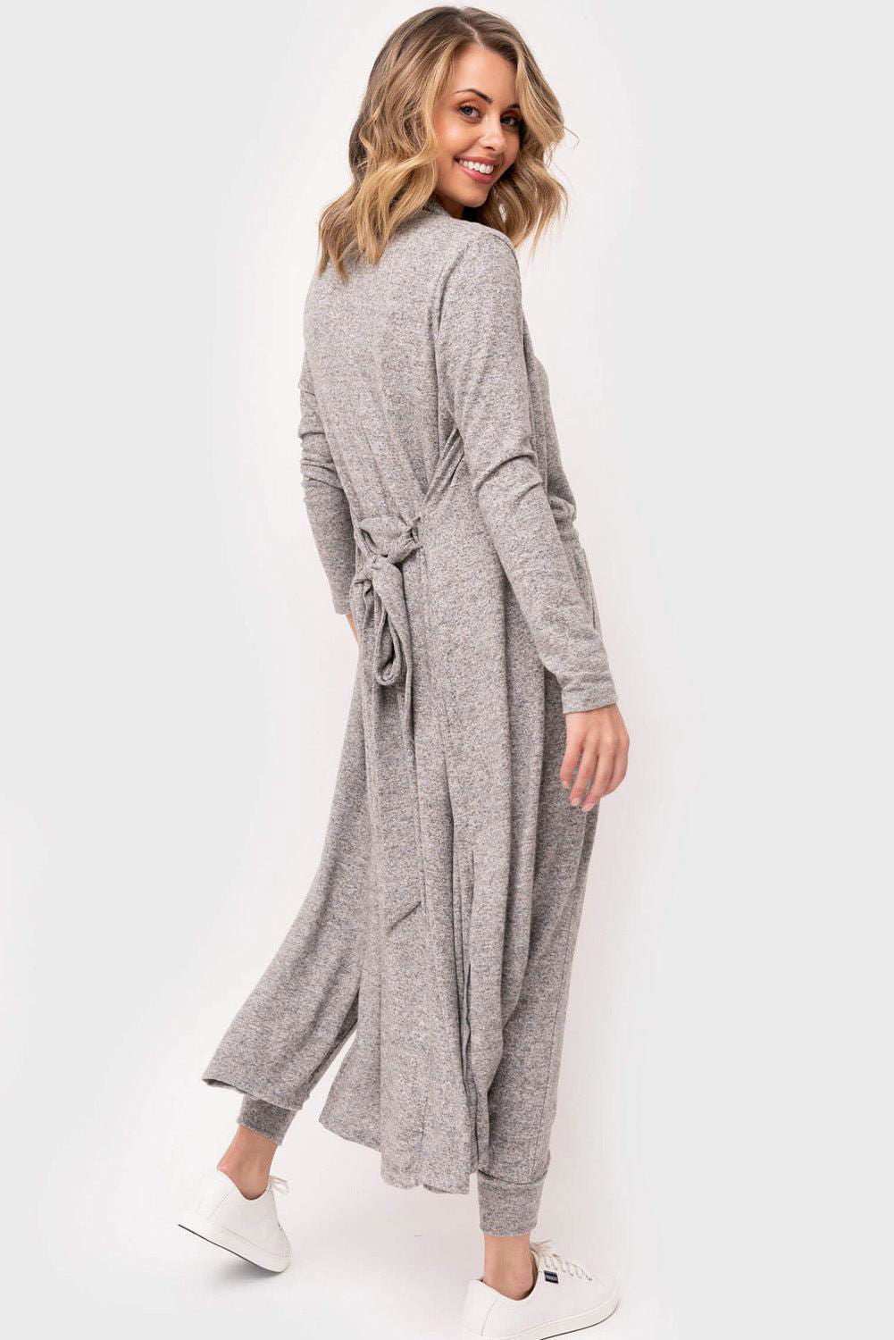 Casual Tie Back Long Cardigan - Trendy & Comfortable Fit