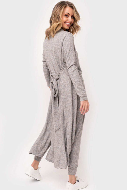 Casual Tie Back Long Cardigan - Trendy & Comfortable Fit