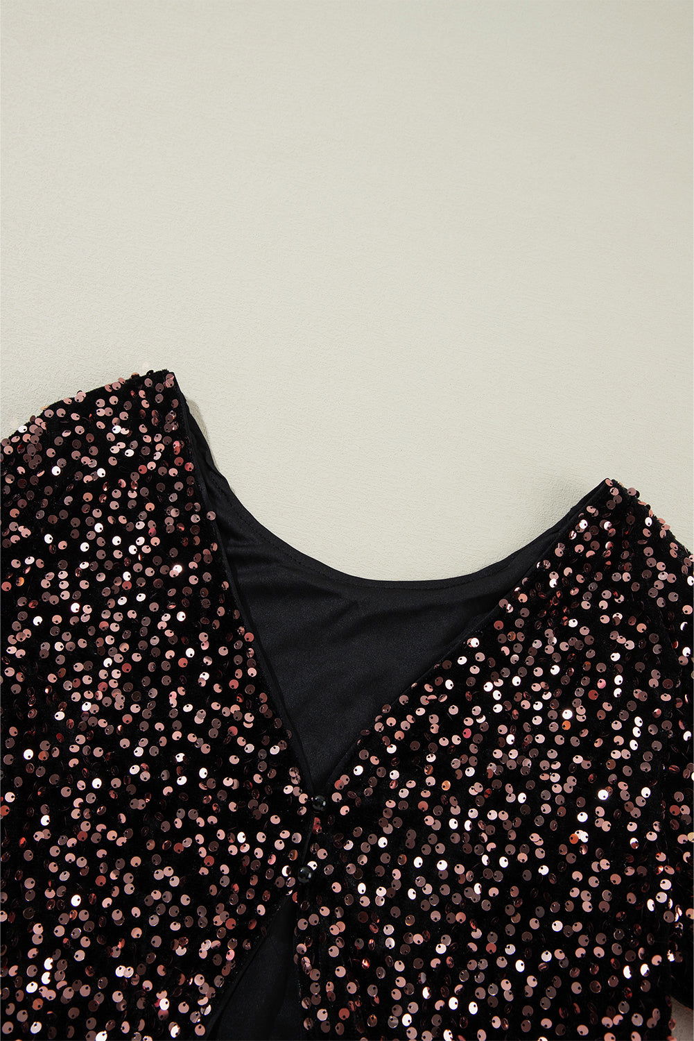 Chicory Coffee Sequin Twist Backless Long Sleeve Top - Vesteeto