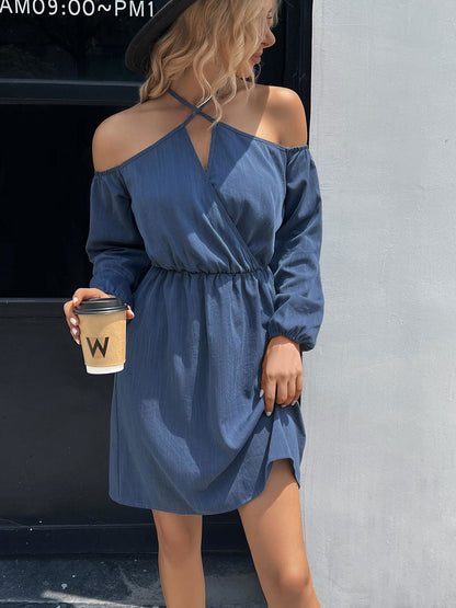 Cold-Shoulder Crisscross Mini Dress - Vesteeto