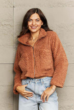 Collared Teddy Jacket - Stylish Zip-Up Casual Wear 