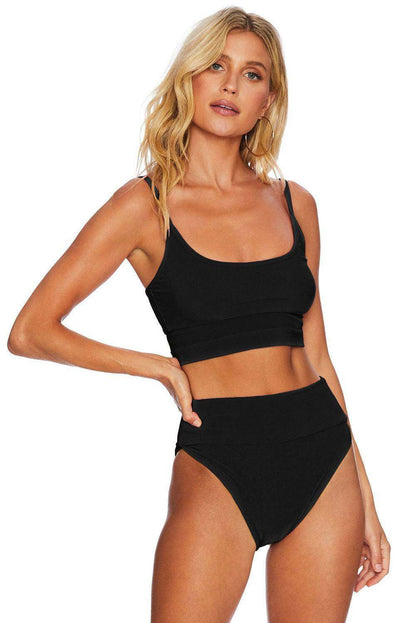 Color Block Spaghetti Strap Two-Piece Swim Set - Vesteeto