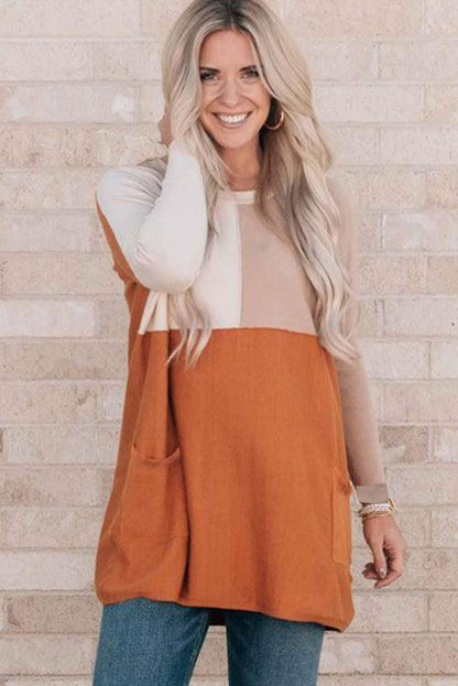 Color block Casual Loose Top - Vesteeto