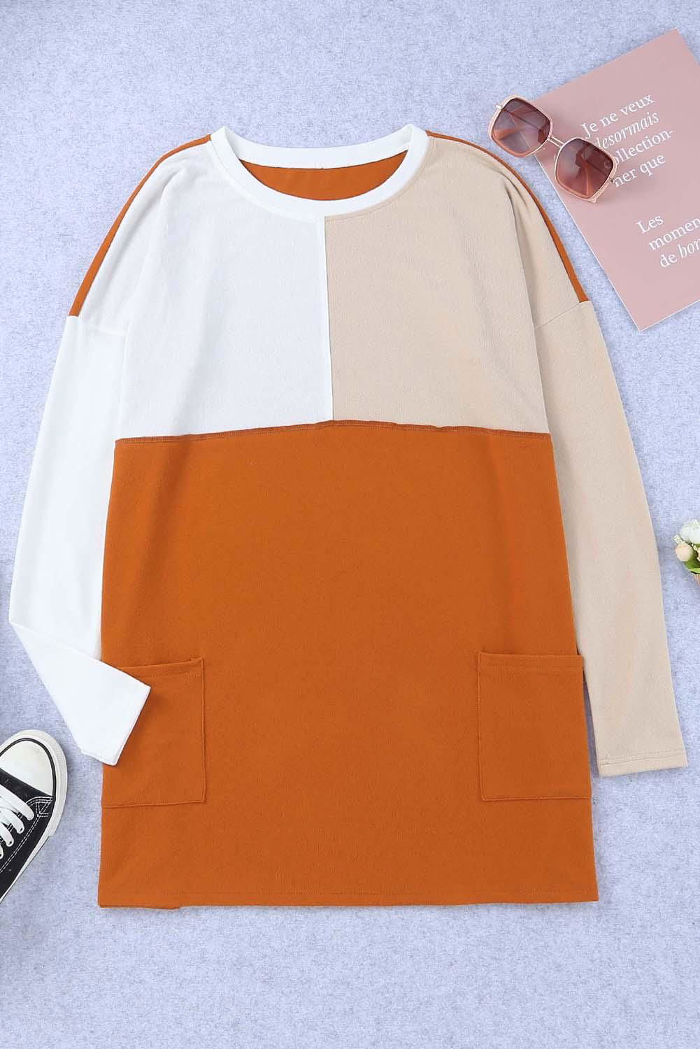 Color block Casual Loose Top - Vesteeto