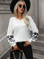 Contrast Drop Shoulder Round Neck Sweater - Vesteeto