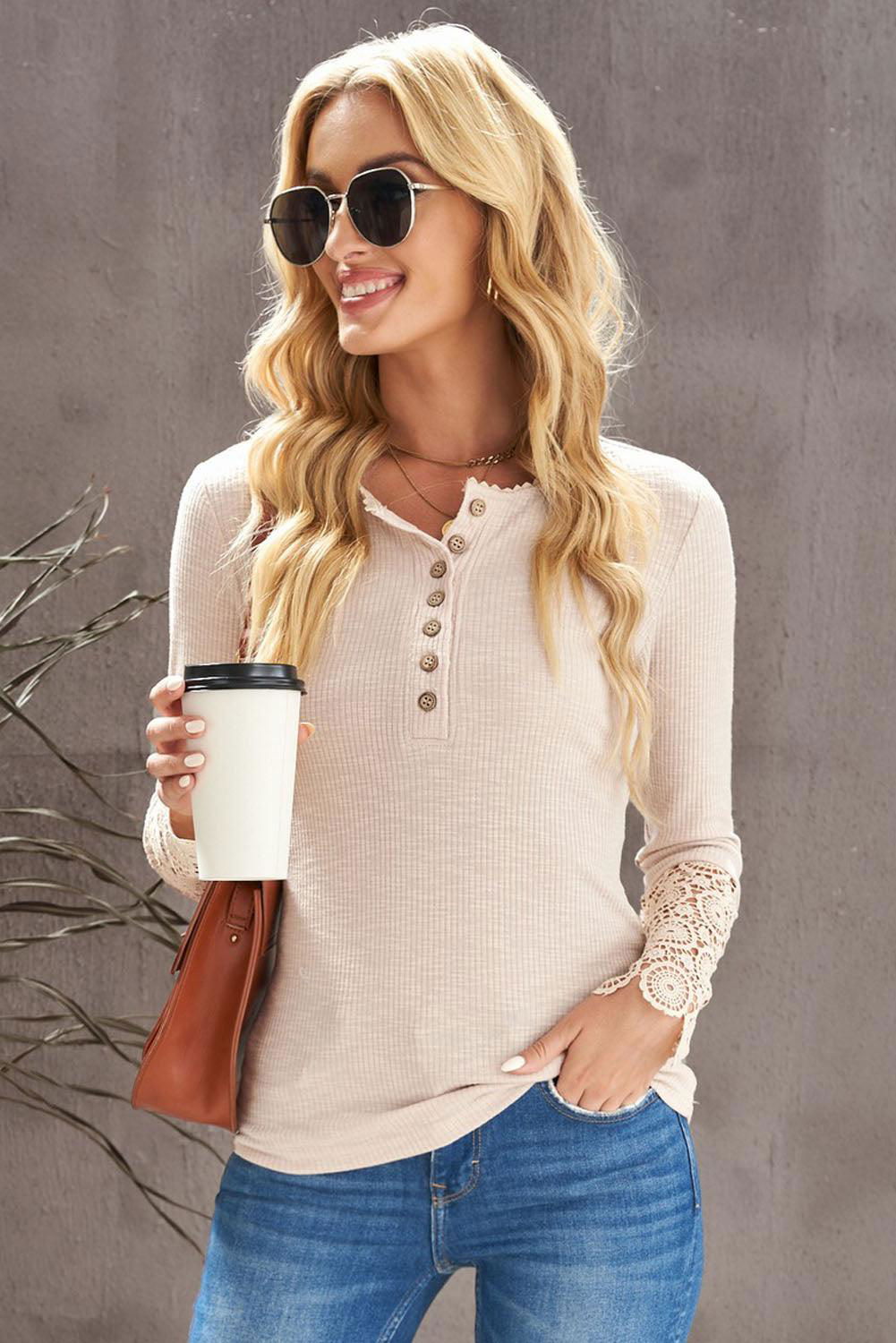 Crochet Henley Top - Vesteeto