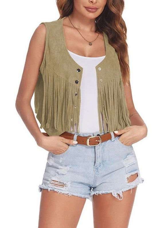 Cropped fringe vest - Vesteeto