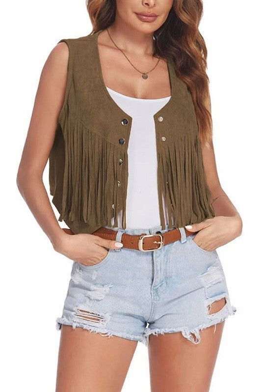 Cropped fringe vest - Vesteeto