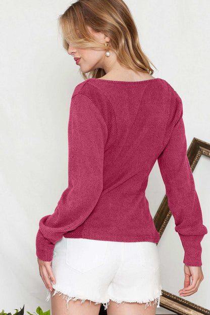 Deep U Neck Textured Top - Vesteeto