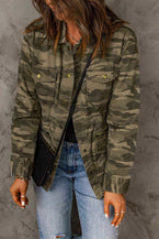 Double Take Camouflage Snap Down Jacket - Vesteeto