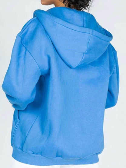 Drawstring Hoodie - Casual Zip-Up with Pocketed Design 