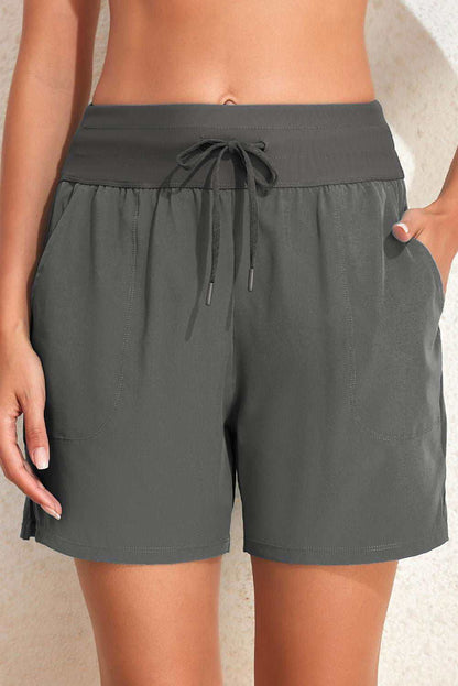 Drawstring Swim Shorts with Pockets - Vesteeto