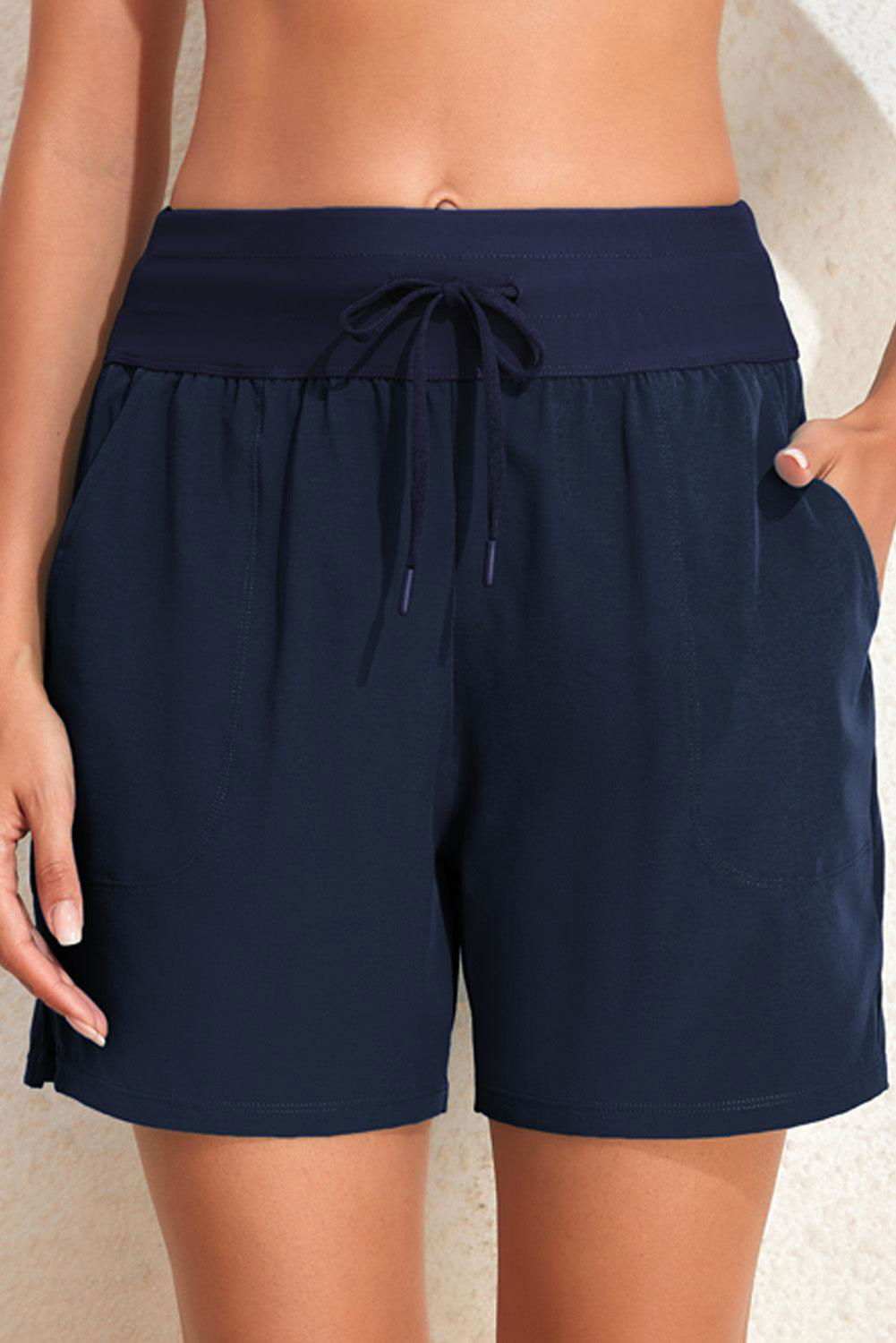 Drawstring Swim Shorts with Pockets - Vesteeto