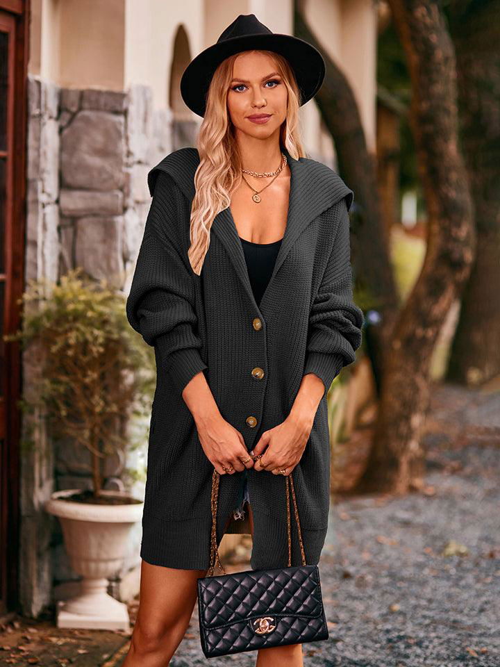 Dropped Shoulder Long Sleeve Cardigan - Vesteeto