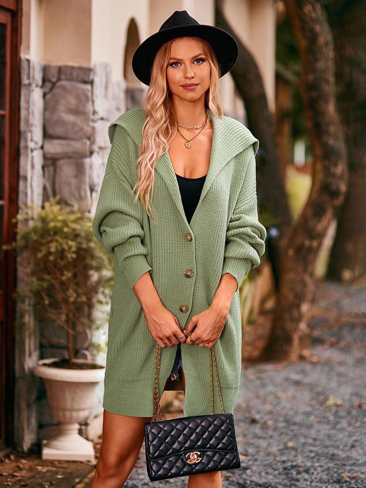 Dropped Shoulder Long Sleeve Cardigan - Vesteeto