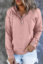 Dropped Shoulder Long Sleeve Hoodie with Pocket - Vesteeto