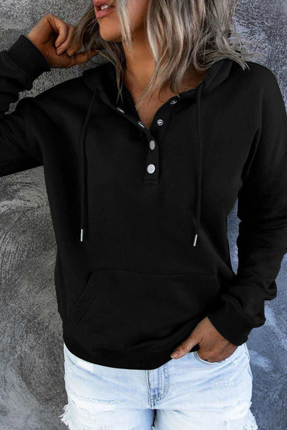 Dropped Shoulder Long Sleeve Hoodie with Pocket - Vesteeto