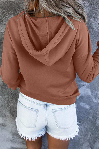 Dropped Shoulder Long Sleeve Hoodie with Pocket - Vesteeto