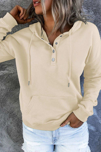 Dropped Shoulder Long Sleeve Hoodie with Pocket - Vesteeto