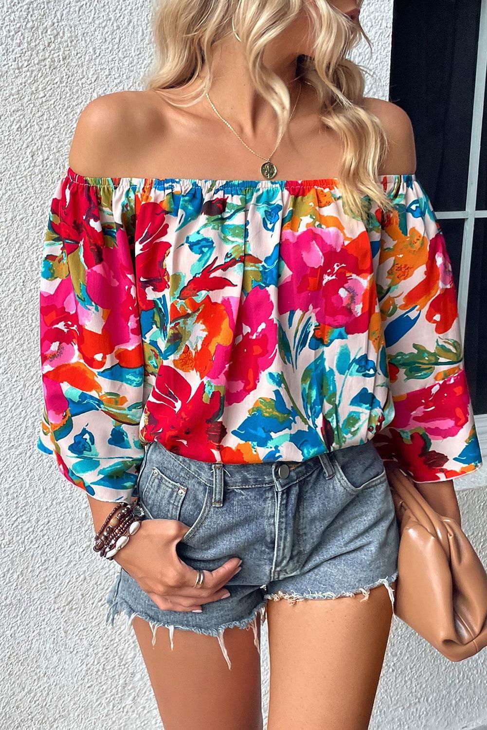 Floral Off Shoulder Top - Vesteeto