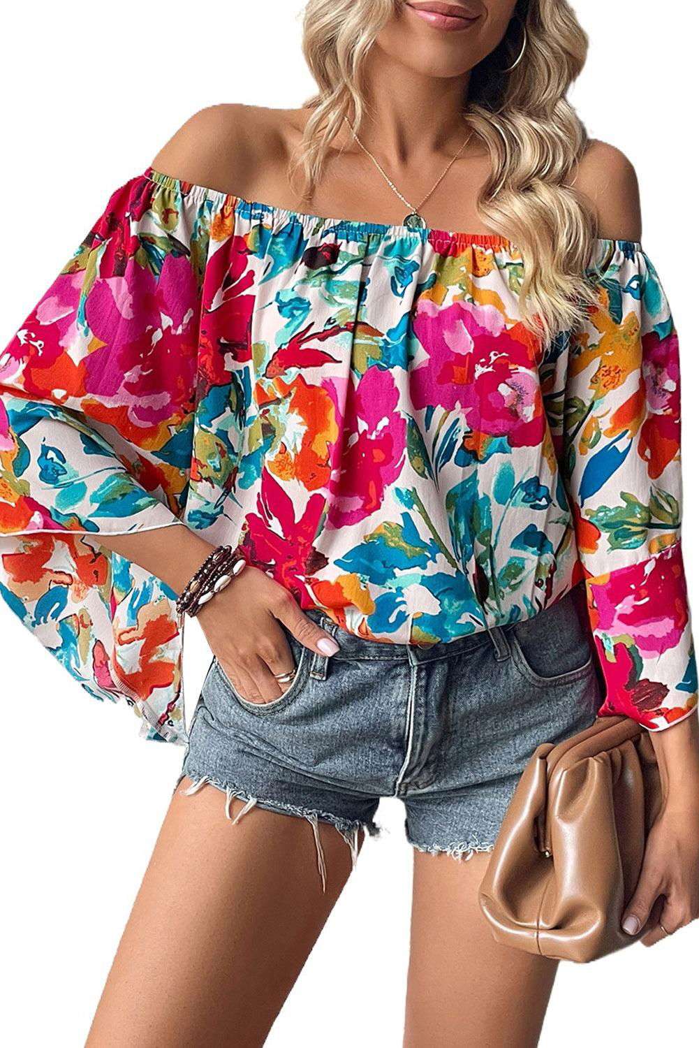 Floral Off Shoulder Top - Vesteeto