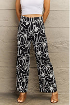 Flower Print Wide Leg Long Pants - Vesteeto