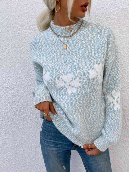 Four Leaf Clover Mock Neck Sweater - Vesteeto