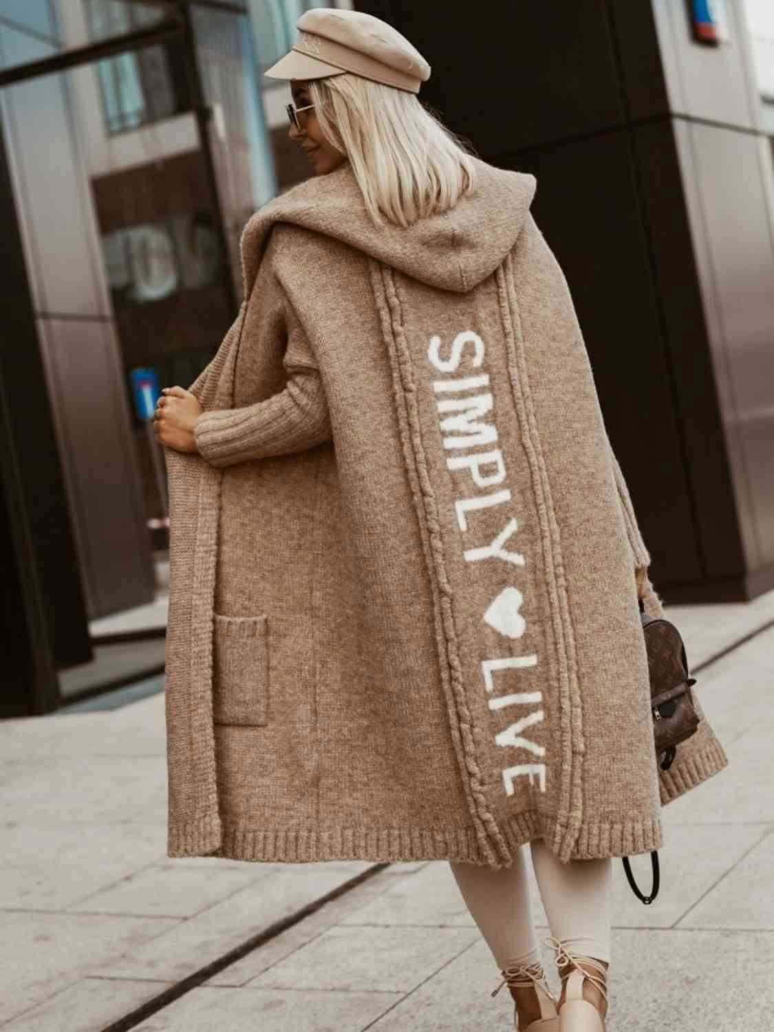 Full Size SIMPLY LIVE Hooded Cardigan - Vesteeto