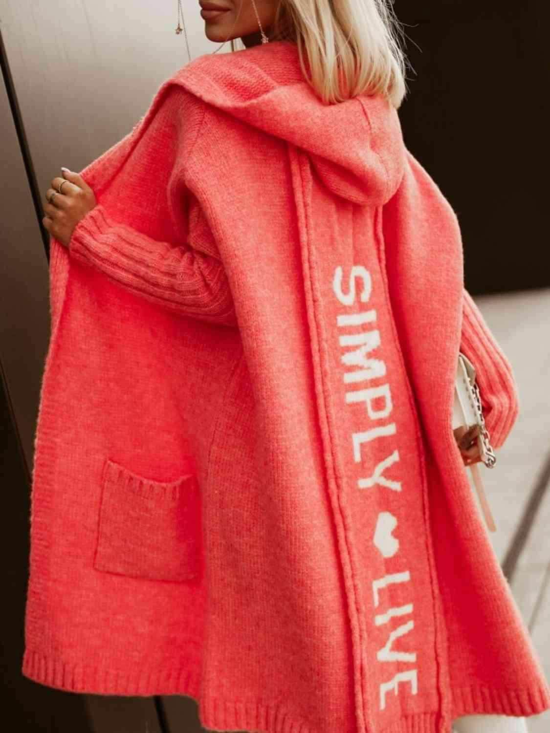 Full Size SIMPLY LIVE Hooded Cardigan - Vesteeto