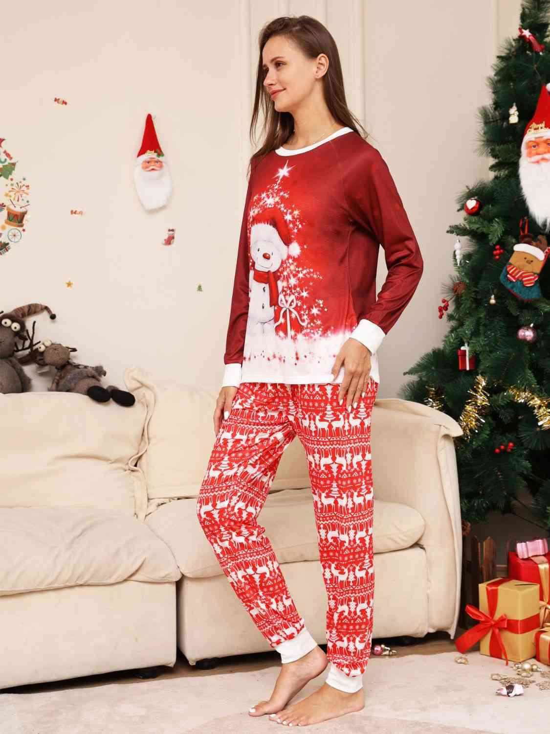 Full Size Snowman Top and Pants Set - Vesteeto