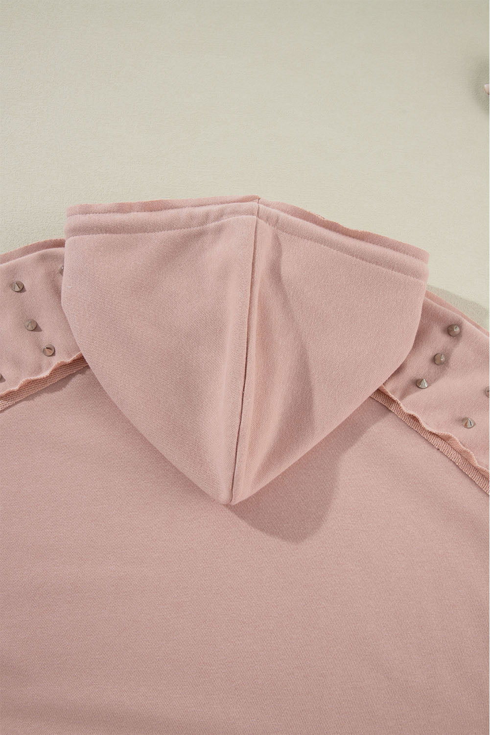 Fushia Stud Detail Kangaroo Pocket Hoodie - Vesteeto