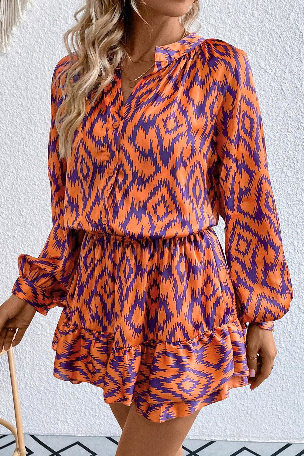 Geometric Notched Neck Romper - Vesteeto