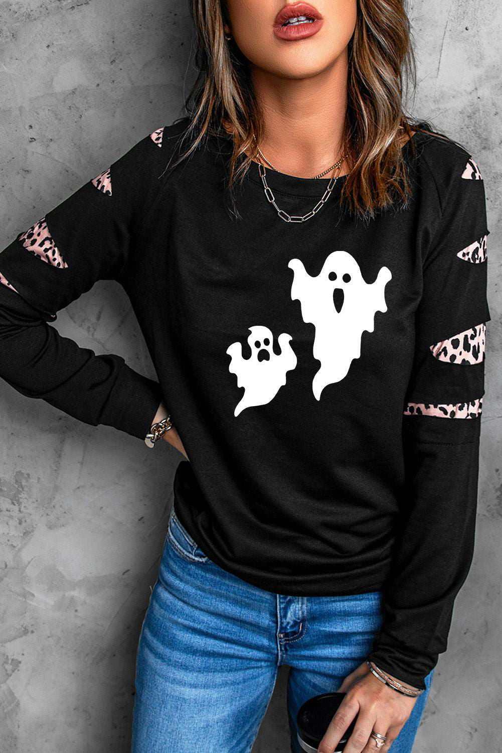 Ghost Graphic Round Neck Sweatshirt - Vesteeto