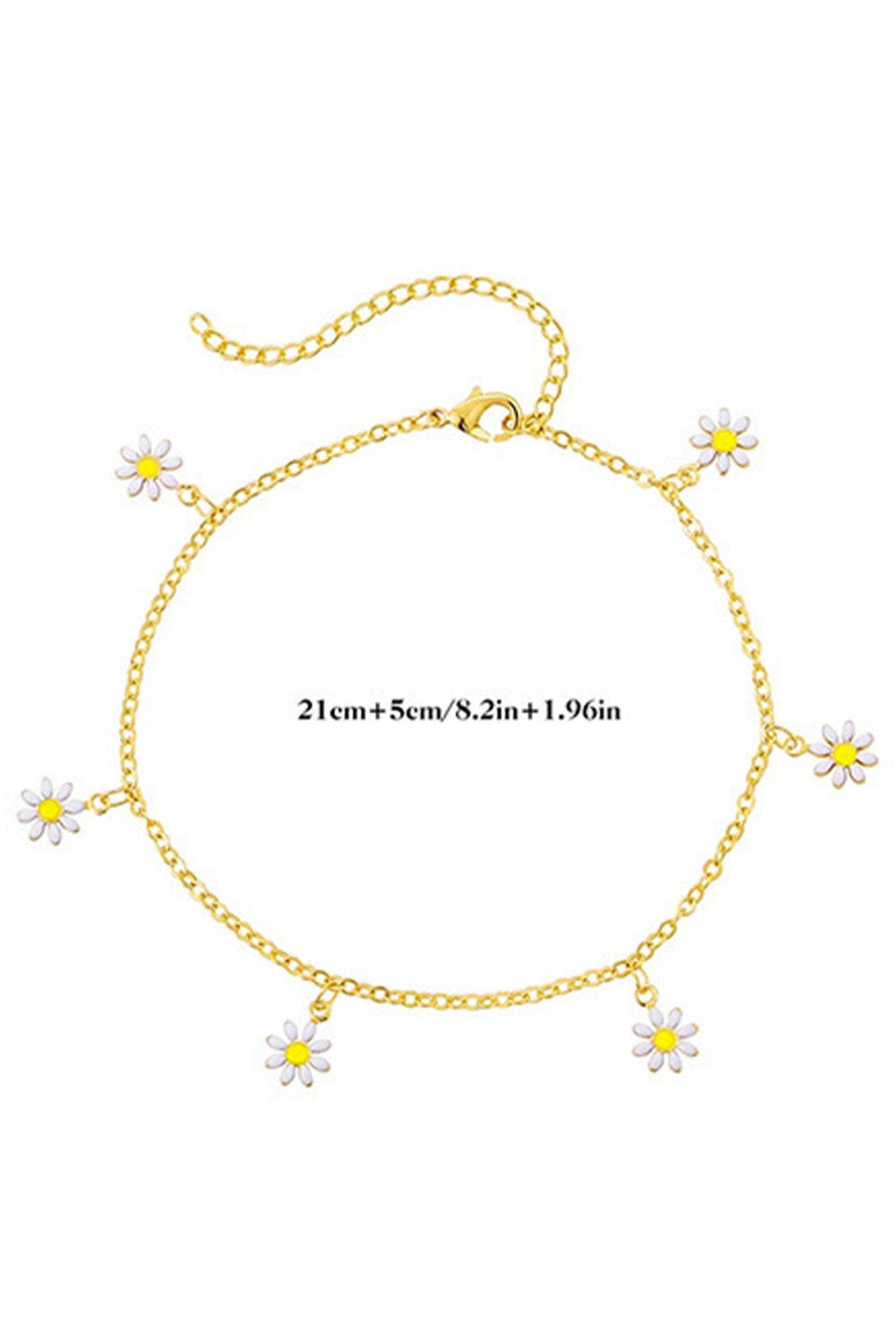 Gold Daisy & Pearl Chain Anklet - Vesteeto