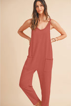 Gold Flame Solid Color Loose Fit Harem Jumpsuit - Vesteeto