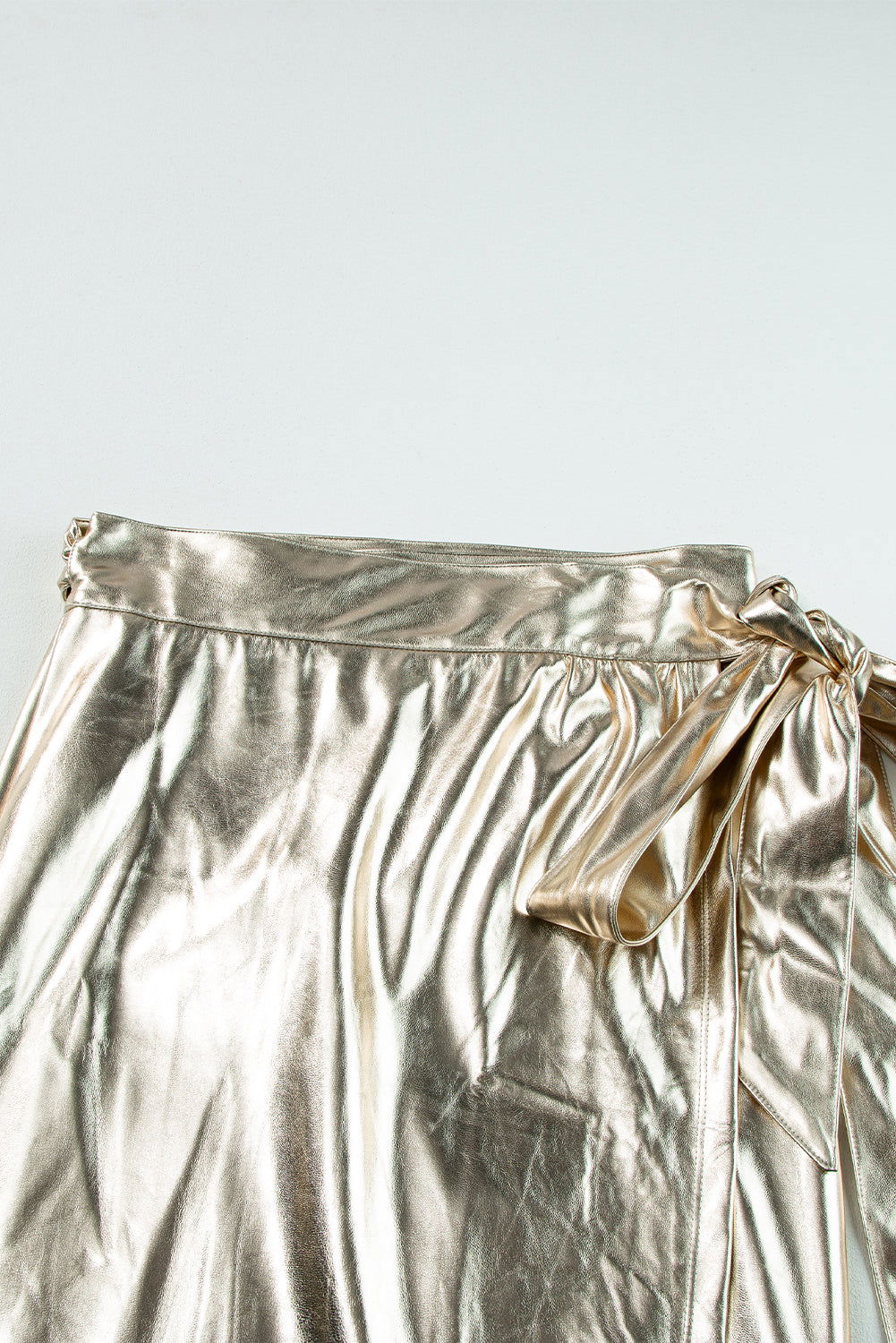 Gold Knotted Metallic Midi Skirt - Vesteeto