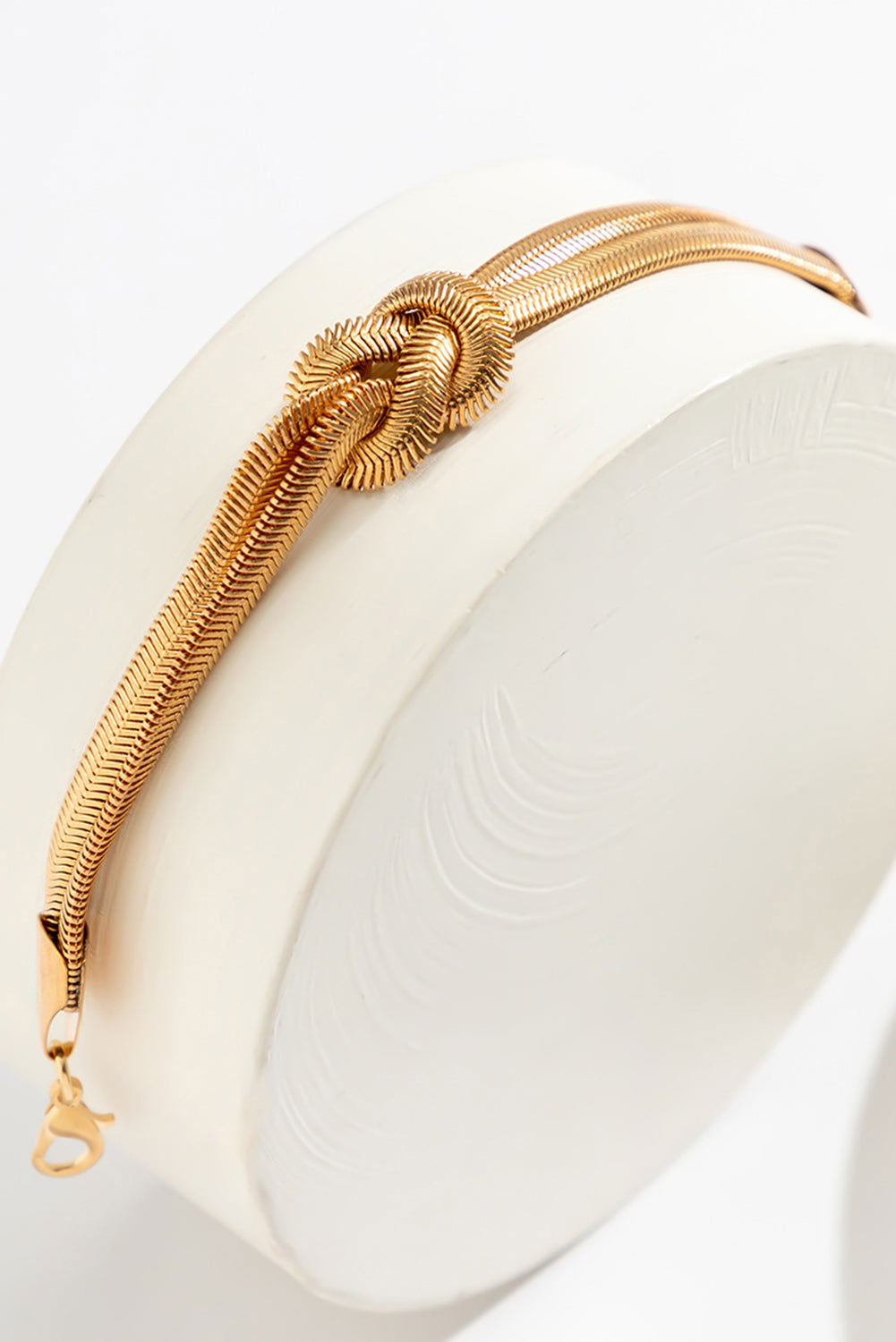 Gold Knotted Snake Bone Chain Adjustable Bracelet - Vesteeto