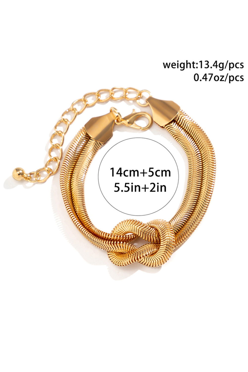 Gold Knotted Snake Bone Chain Adjustable Bracelet - Vesteeto