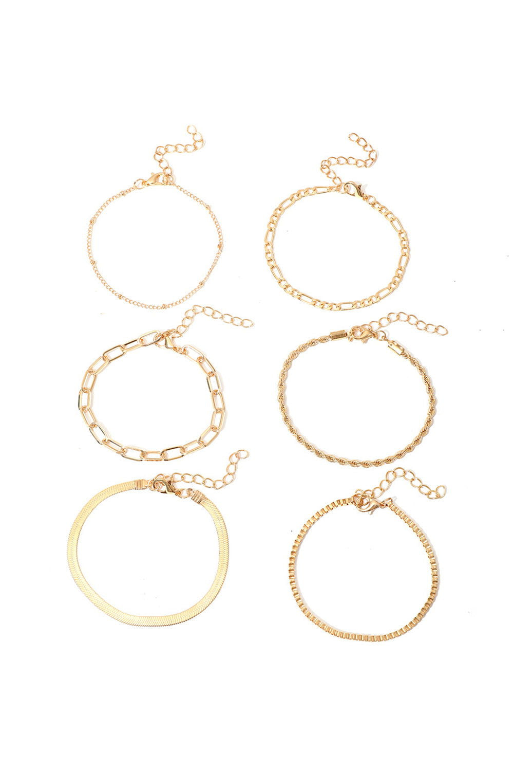 Gold Multi Layered Adjustable Chain Bracelet Set - Vesteeto