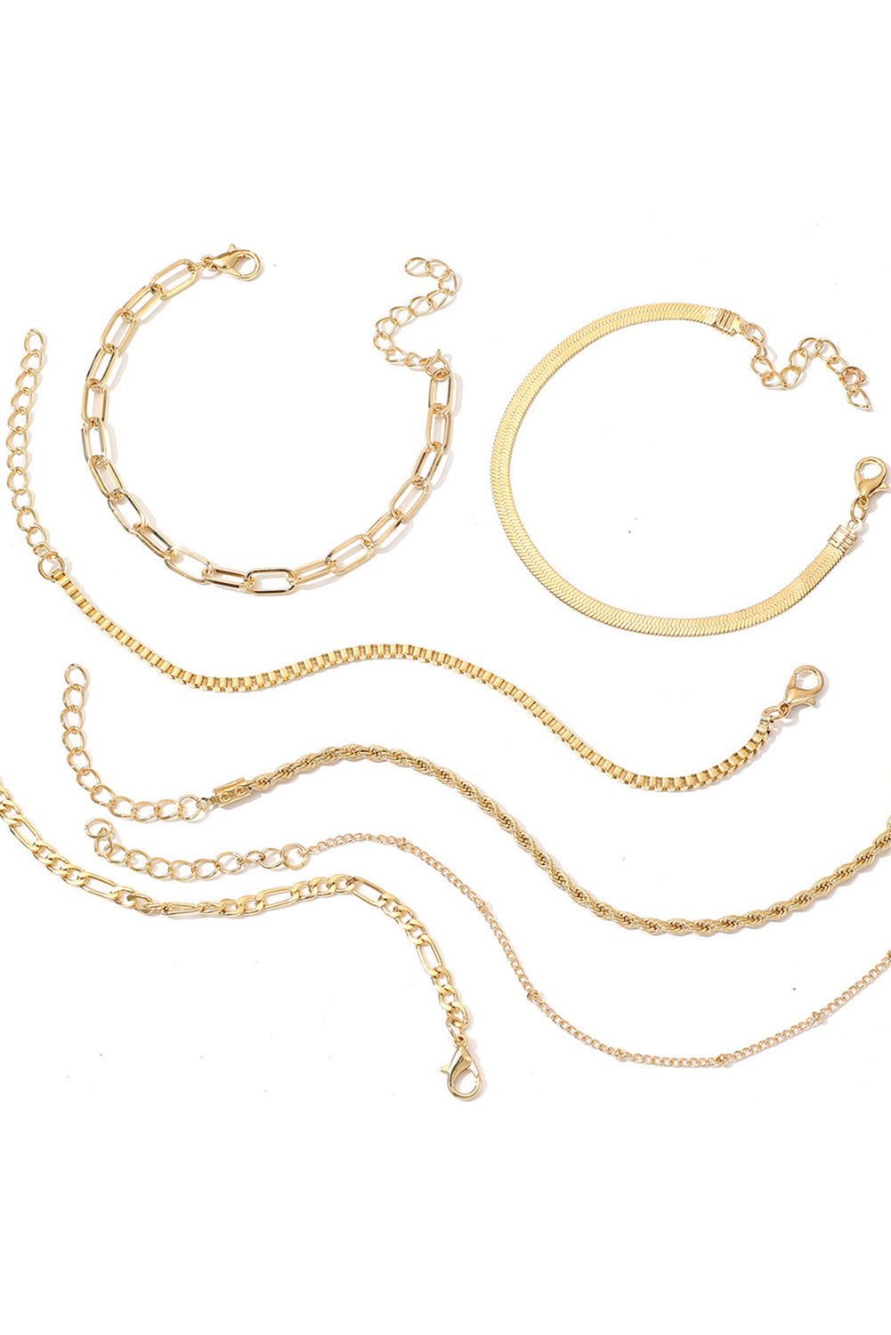 Gold Multi Layered Adjustable Chain Bracelet Set - Vesteeto