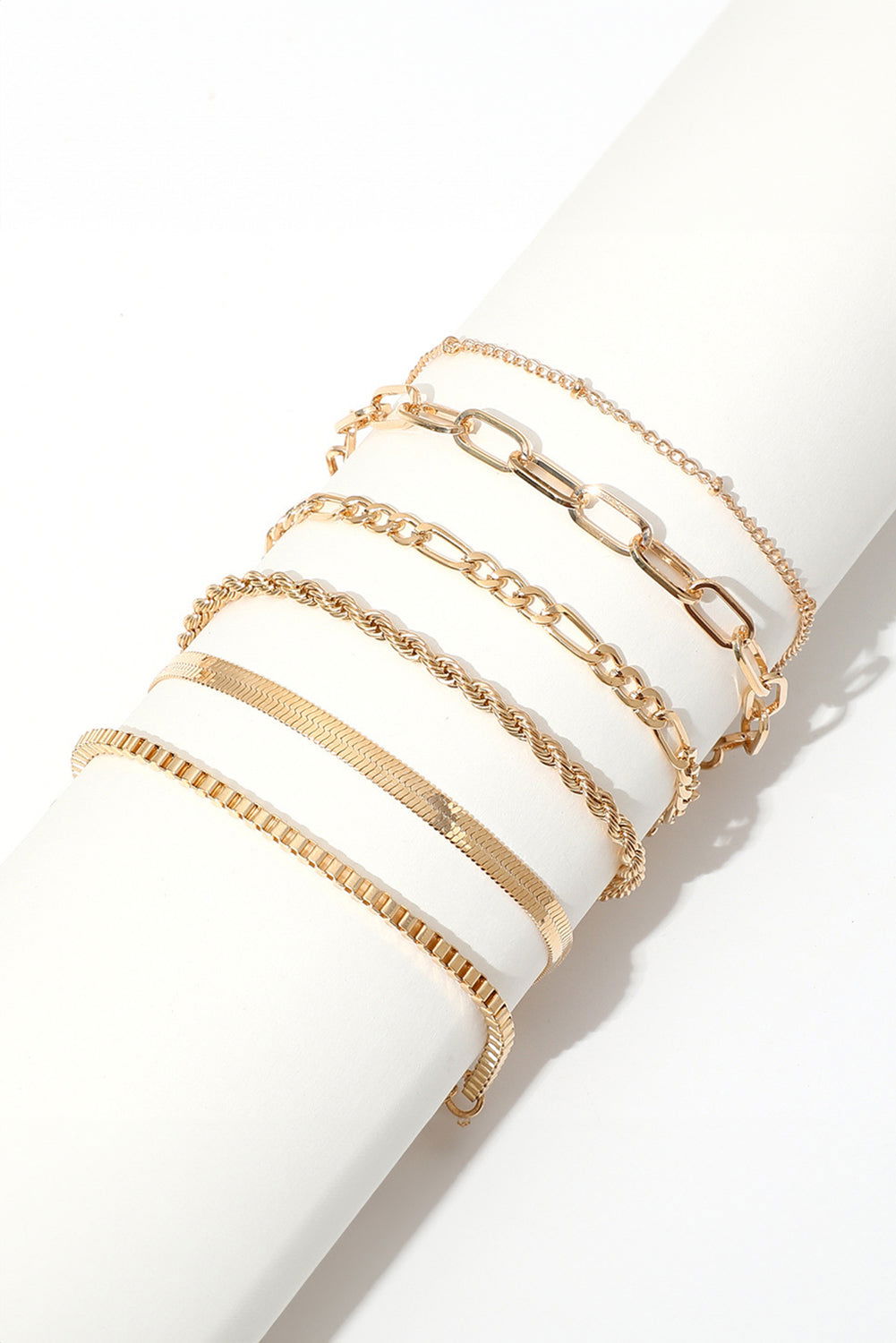 Gold Multi Layered Adjustable Chain Bracelet Set - Vesteeto