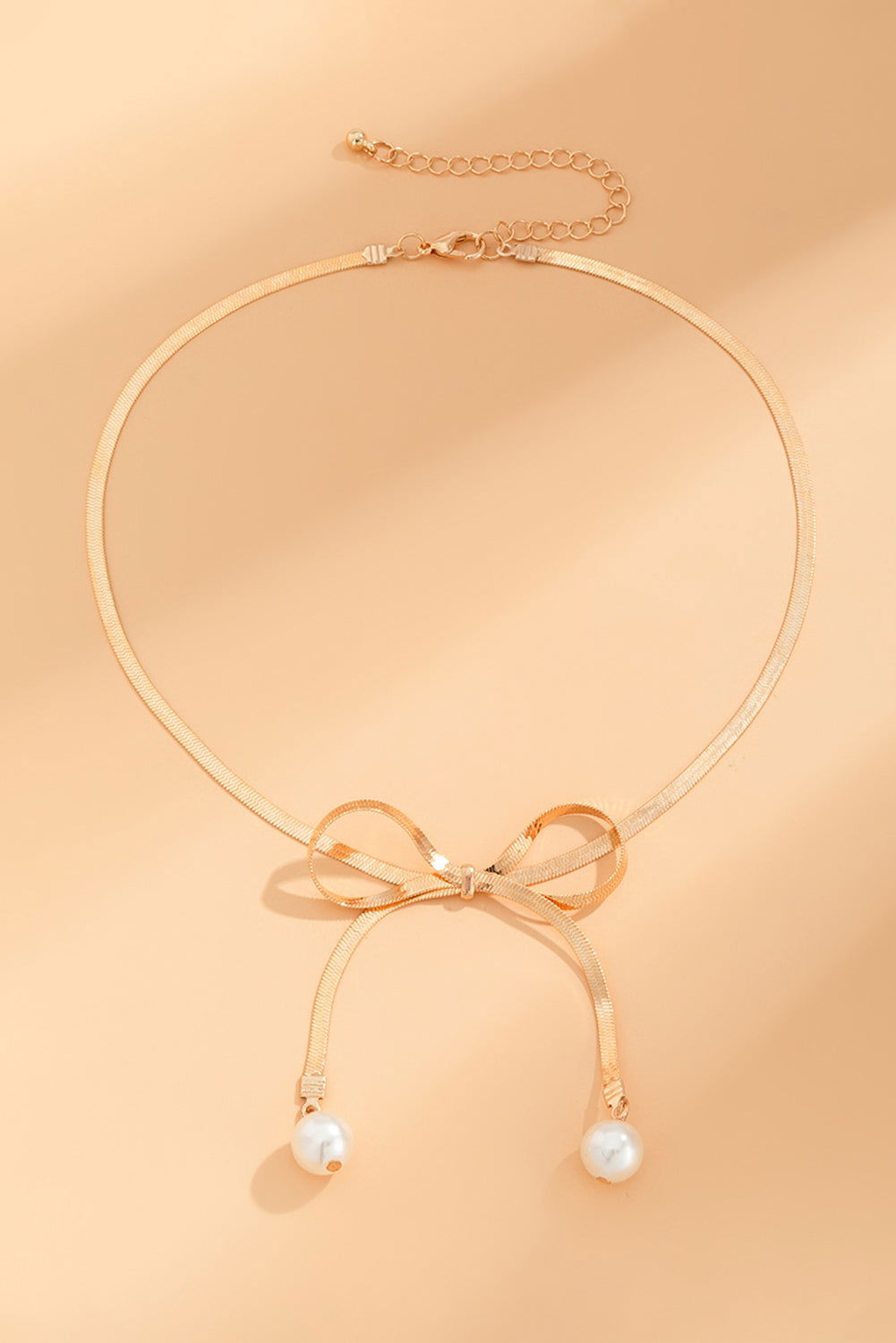 Gold Pearly Bow Collarbone Necklace - Vesteeto