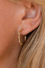 Gold Rhinestone Studded C Shape Stud Earrings - Vesteeto