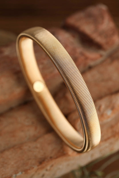 Gold Stretchy Metal Wide Bangle - Vesteeto