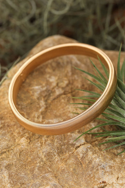 Gold Stretchy Metal Wide Bangle - Vesteeto