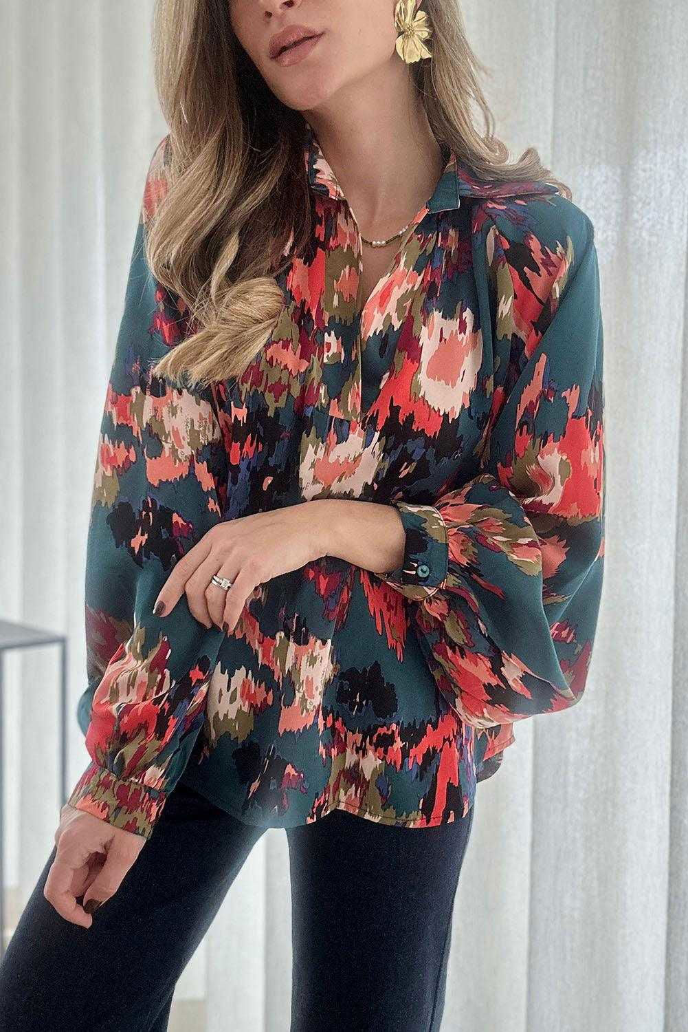 Graffiti Puff Sleeve Blouse - Vesteeto