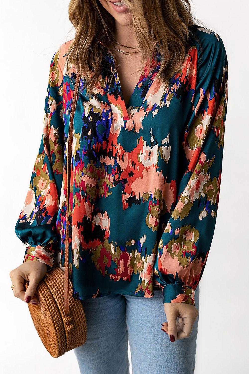 Graffiti Puff Sleeve Blouse - Vesteeto