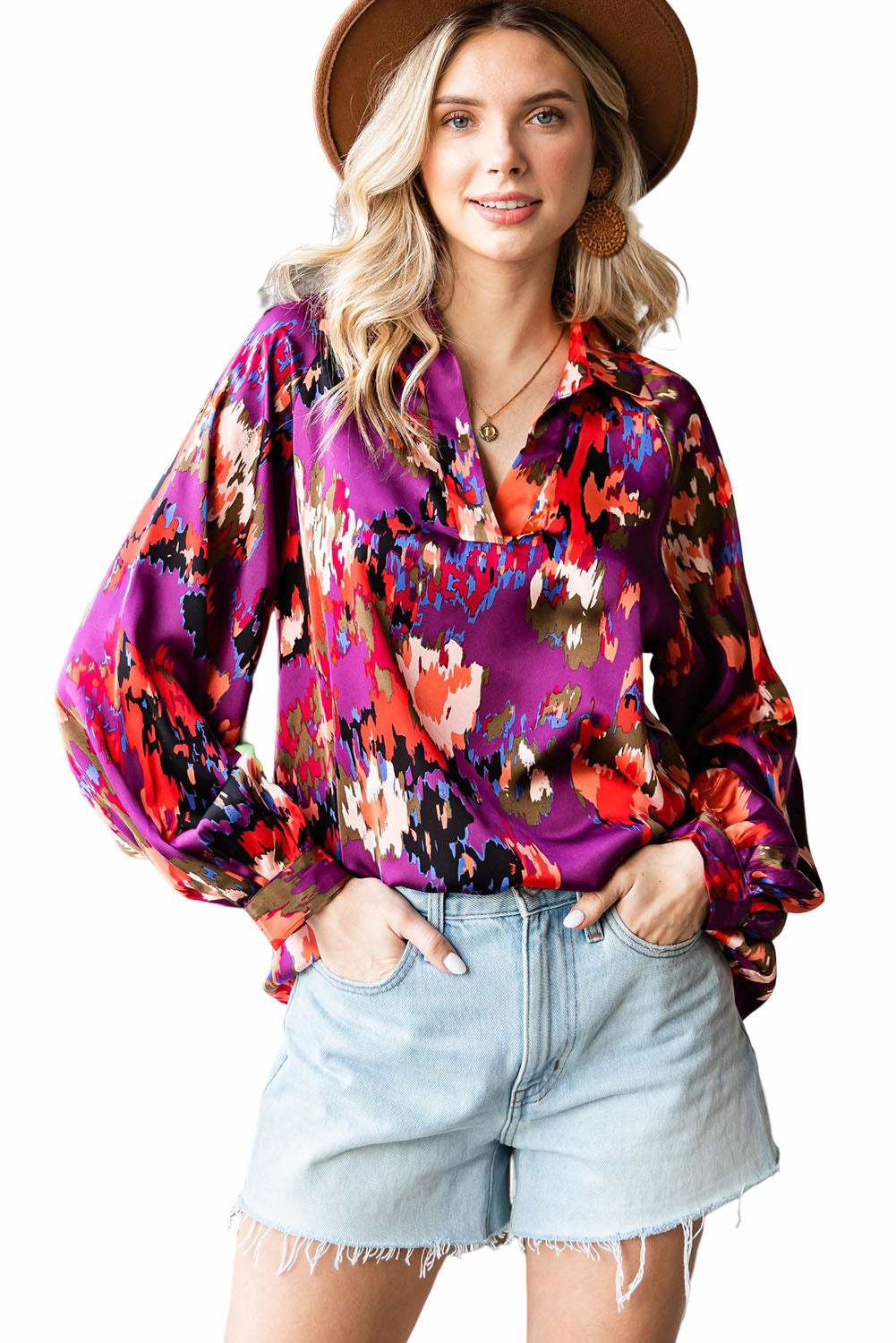 Graffiti Puff Sleeve Blouse - Vesteeto