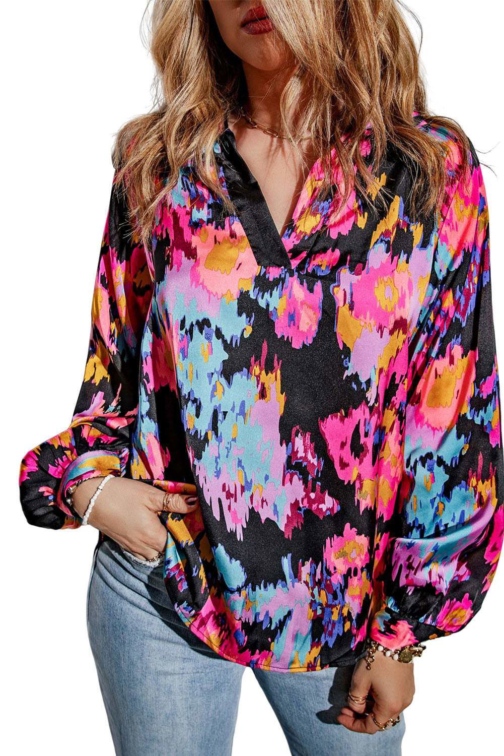 Graffiti Puff Sleeve Blouse - Vesteeto